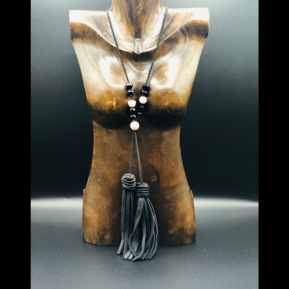 Handmade Luxury Boho Leather and Beaded Necklace